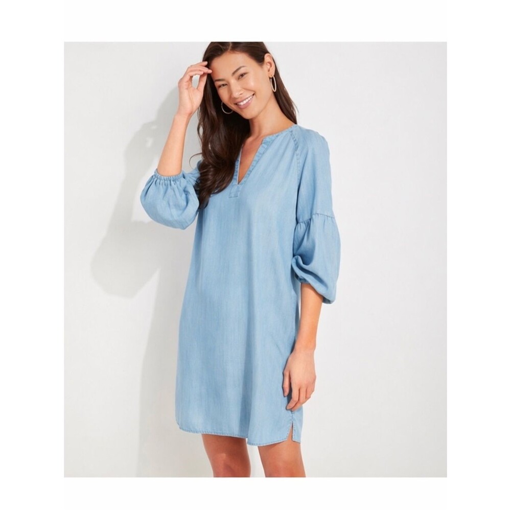 Vineyard Vines Light Chambray Blue Long Sleeve Tunic Dress Small